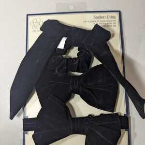 NEW-Southern Living Ladies Elastic Hair Tie - Men's Bow Tie - Dog Bow Tie- Black